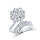 14kt White Gold Diamond Blossom Bypass Cocktail Ring - 1 - 1/2 Cttw - Splendid Jewellery