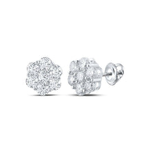 Load image into Gallery viewer, 14kt White Gold Diamond Blossom Cluster Earrings - Splendid Jewellery