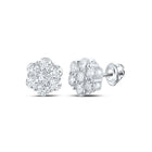 14kt White Gold Diamond Blossom Cluster Earrings - Splendid Jewellery