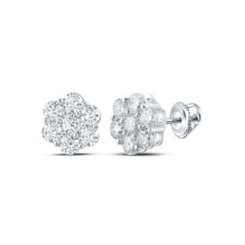 14kt White Gold Diamond Blossom Cluster Earrings - Splendid Jewellery