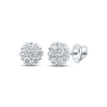 Load image into Gallery viewer, 14kt White Gold Diamond Blossom Cluster Earrings - Splendid Jewellery