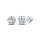14kt White Gold Diamond Blossom Cluster Earrings - Splendid Jewellery