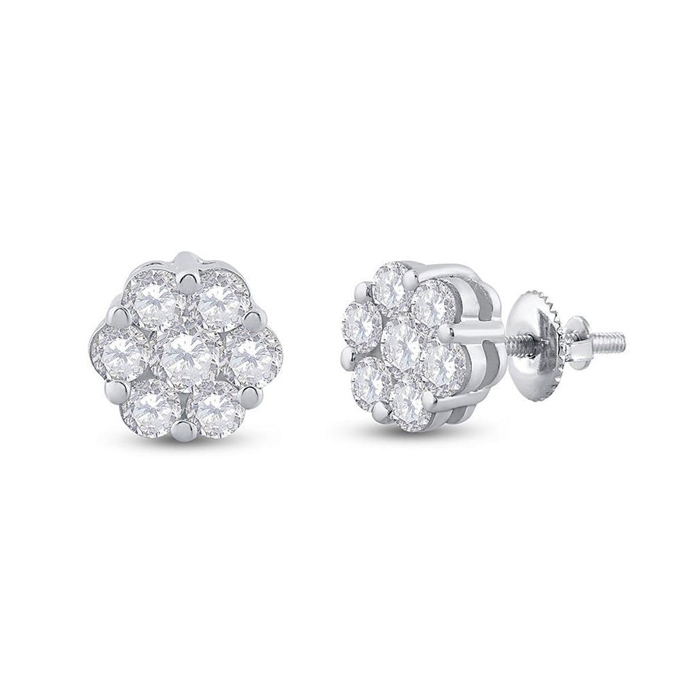 14kt White Gold Diamond Blossom Cluster Earrings - Splendid Jewellery