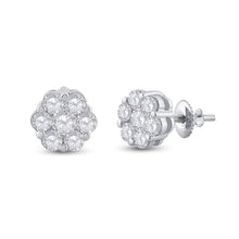 Load image into Gallery viewer, 14kt White Gold Diamond Blossom Cluster Earrings - Splendid Jewellery