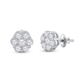 14kt White Gold Diamond Blossom Cluster Earrings - Splendid Jewellery