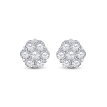 Load image into Gallery viewer, 14kt White Gold Diamond Blossom Cluster Earrings - Splendid Jewellery