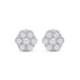 14kt White Gold Diamond Blossom Cluster Earrings - Splendid Jewellery