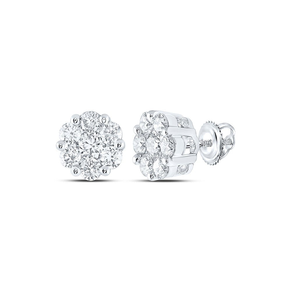14kt White Gold Diamond Blossom Cluster Earrings - Splendid Jewellery