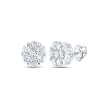 Load image into Gallery viewer, 14kt White Gold Diamond Blossom Cluster Earrings - Splendid Jewellery