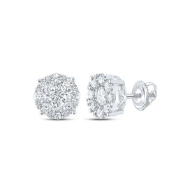 14kt White Gold Diamond Blossom Cluster Earrings - Splendid Jewellery