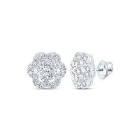 14kt White Gold Diamond Blossom Cluster Earrings - Splendid Jewellery