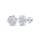 14kt White Gold Diamond Blossom Cluster Earrings - A Captivating Floral Delight - Splendid Jewellery