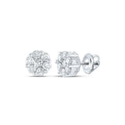14kt White Gold Diamond Blossom Cluster Earrings: A Captivating Floral Delight - Splendid Jewellery