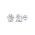 14kt White Gold Diamond Blossom Cluster Earrings - A Floral Symphony of Elegance - Splendid Jewellery