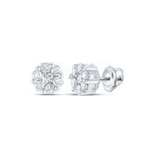 Load image into Gallery viewer, 14kt White Gold Diamond Blossom Cluster Earrings - A Floral Symphony of Elegance - Splendid Jewellery