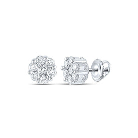 14kt White Gold Diamond Blossom Cluster Earrings - A Floral Symphony of Elegance - Splendid Jewellery