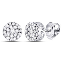 Load image into Gallery viewer, 14kt White Gold Diamond Blossom Cluster Earrings - A Floral Symphony of Elegance  Side View from Splendid Jewellery