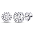 14kt White Gold Diamond Blossom Cluster Earrings - A Floral Symphony of Elegance  Side View from Splendid Jewellery