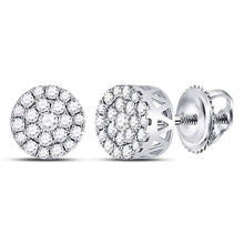Load image into Gallery viewer, 14kt White Gold Diamond Blossom Cluster Earrings - A Floral Symphony of Elegance  Top View from Splendid Jewellery