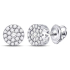 14kt White Gold Diamond Blossom Cluster Earrings - A Floral Symphony of Elegance  Top View from Splendid Jewellery