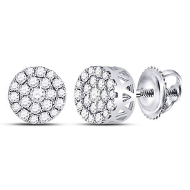 14kt White Gold Diamond Blossom Cluster Earrings - A Floral Symphony of Elegance  Top View from Splendid Jewellery