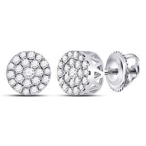 14kt White Gold Diamond Blossom Cluster Earrings - A Floral Symphony of Elegance - Splendid Jewellery