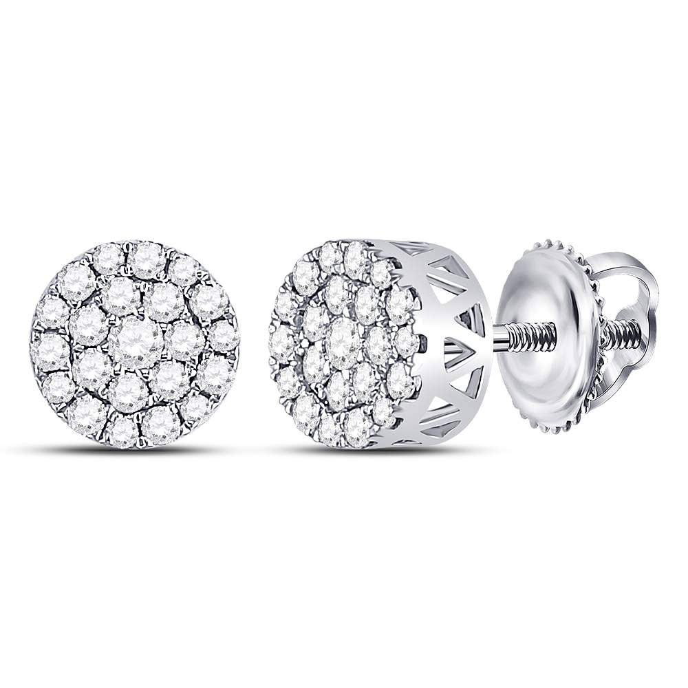 14kt White Gold Diamond Blossom Cluster Earrings - A Floral Symphony of Elegance - Splendid Jewellery