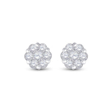 Load image into Gallery viewer, 14kt White Gold Diamond Blossom Cluster Earrings - A Mesmerizing Floral Delight! - Splendid Jewellery