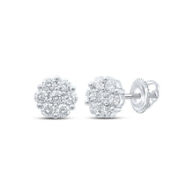 Load image into Gallery viewer, 14kt White Gold Diamond Blossom Cluster Earrings - Exquisite Floral Brilliance - Splendid Jewellery