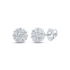 14kt White Gold Diamond Blossom Cluster Earrings - Exquisite Floral Brilliance - Splendid Jewellery