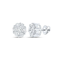 Load image into Gallery viewer, 14kt White Gold Diamond Blossom Cluster Earrings - Radiant Floral Brilliance - Splendid Jewellery
