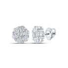 14kt White Gold Diamond Blossom Cluster Earrings - Radiant Floral Brilliance - Splendid Jewellery