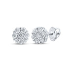 14kt White Gold Diamond Blossom Cluster Earrings - Radiant Floral Brilliance - Splendid Jewellery