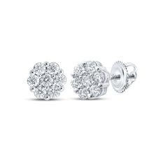 Load image into Gallery viewer, 14kt White Gold Diamond Blossom Cluster Earrings - Radiant Floral Brilliance - Splendid Jewellery