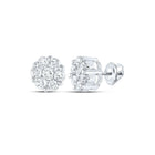 14kt White Gold Diamond Blossom Cluster Earrings - Timeless Elegance and Sparkling Brilliance - Splendid Jewellery
