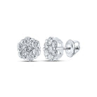 14kt White Gold Diamond Blossom Earrings: Exquisite Floral Cluster Design - Splendid Jewellery