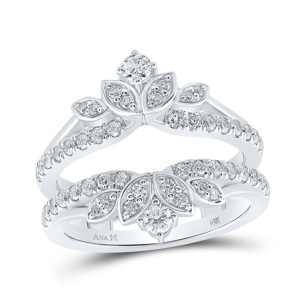 14kt White Gold Diamond Blossom Wrap Enhancer Wedding Band - Splendid Jewellery