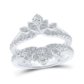 14kt White Gold Diamond Blossom Wrap Enhancer Wedding Band - Splendid Jewellery