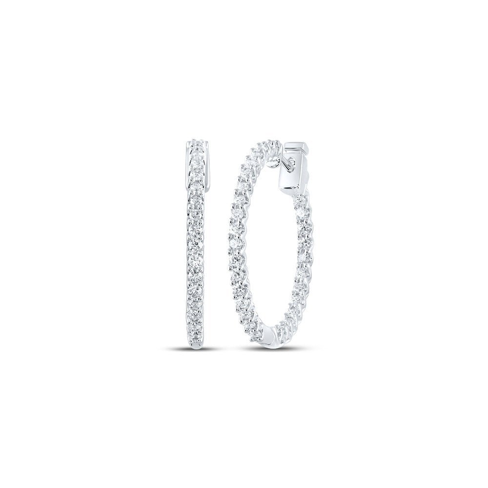 14kt White Gold Diamond Brilliance Hoop Earrings - A Captivating Display of Elegance - Splendid Jewellery