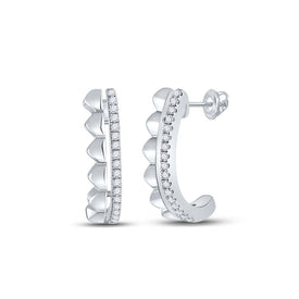 14kt White Gold Diamond Brilliance J Hoop Earrings - Splendid Jewellery