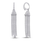 14kt White Gold Diamond Chain Teardrop Dangle Earrings: A Mesmerizing Showcase of Elegance and Brilliance - Top View