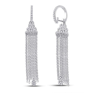 14kt White Gold Diamond Chain Teardrop Dangle Earrings: A Mesmerizing Showcase of Elegance and Brilliance - Splendid Jewellery