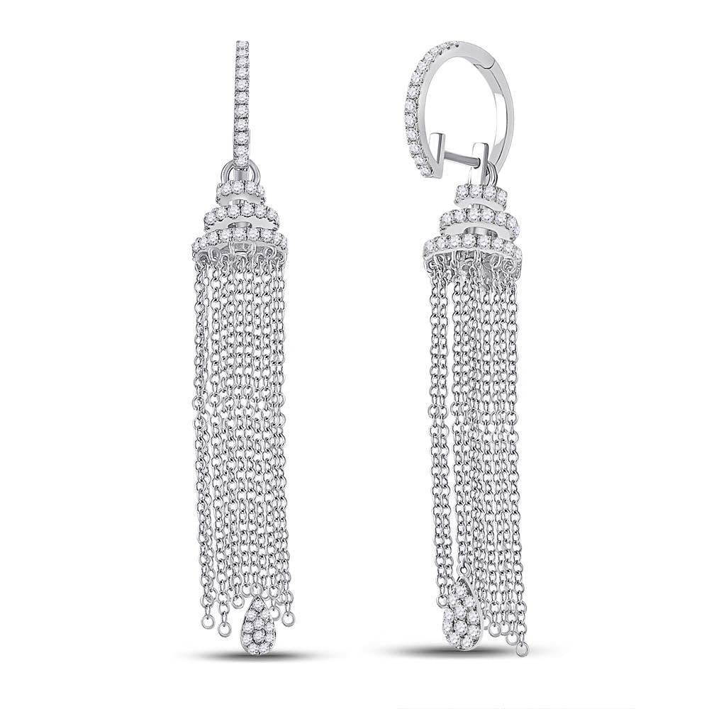 14kt White Gold Diamond Chain Teardrop Dangle Earrings: A Mesmerizing Showcase of Elegance and Brilliance - Splendid Jewellery