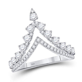 14kt White Gold Diamond Chevron Band Ring - Timeless Elegance and Sparkling Brilliance - Splendid Jewellery