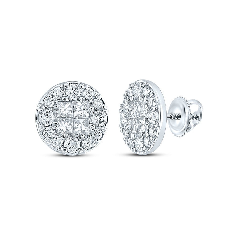 14kt White Gold Diamond Circle Earrings - Radiant Brilliance - Splendid Jewellery