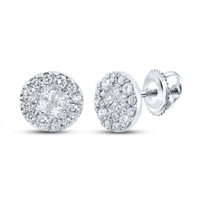 Load image into Gallery viewer, 14kt White Gold Diamond Circle Earrings - Sparkling Elegance - Splendid Jewellery