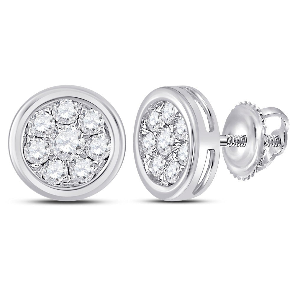 14kt White Gold Diamond Cluster Earrings: A Captivating Sparkle - Splendid Jewellery