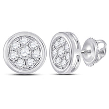 Load image into Gallery viewer, 14kt White Gold Diamond Cluster Earrings: A Captivating Sparkle - Splendid Jewellery