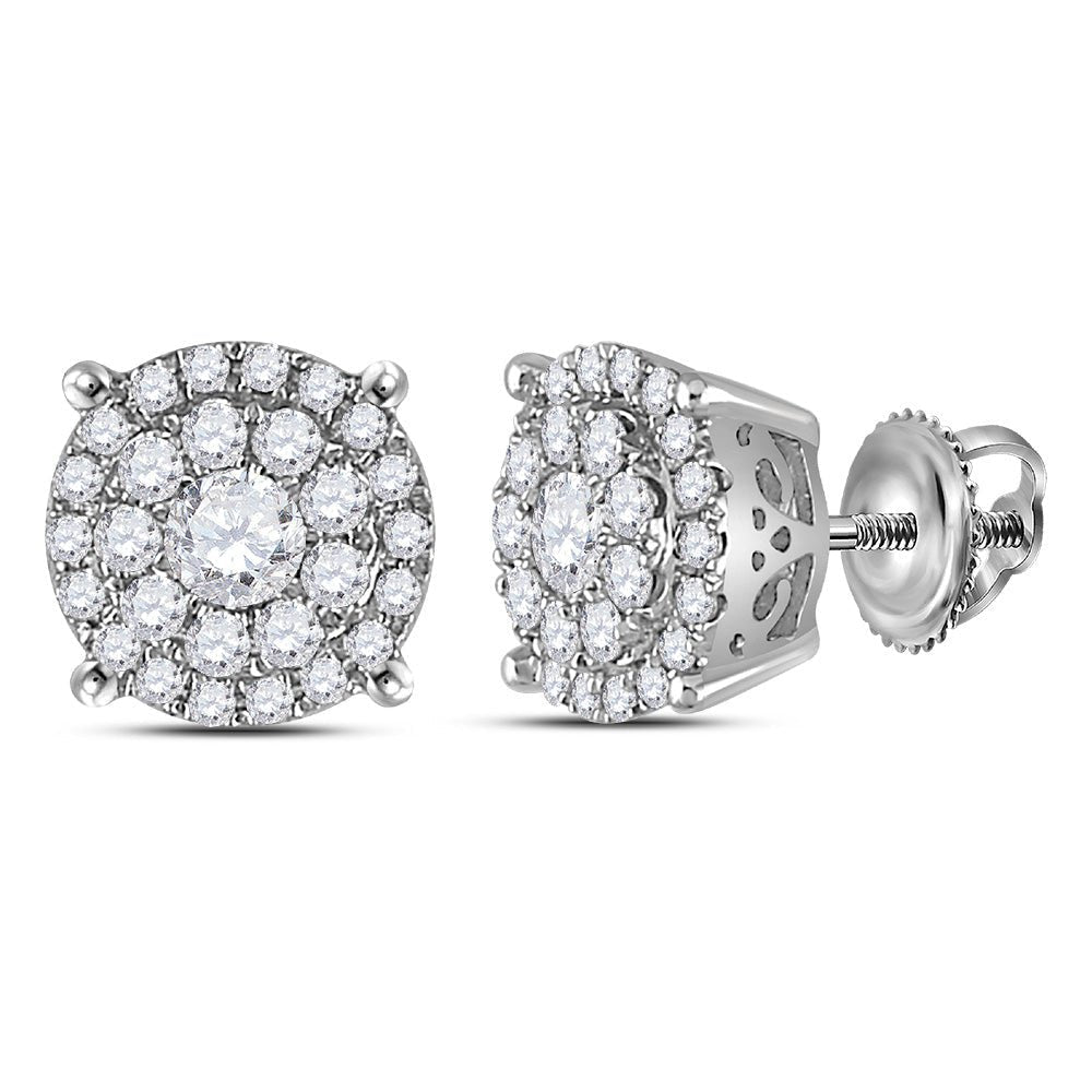 14kt White Gold Diamond Cluster Earrings - Mesmerizing Brilliance - Splendid Jewellery