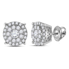 14kt White Gold Diamond Cluster Earrings - Mesmerizing Brilliance - Splendid Jewellery